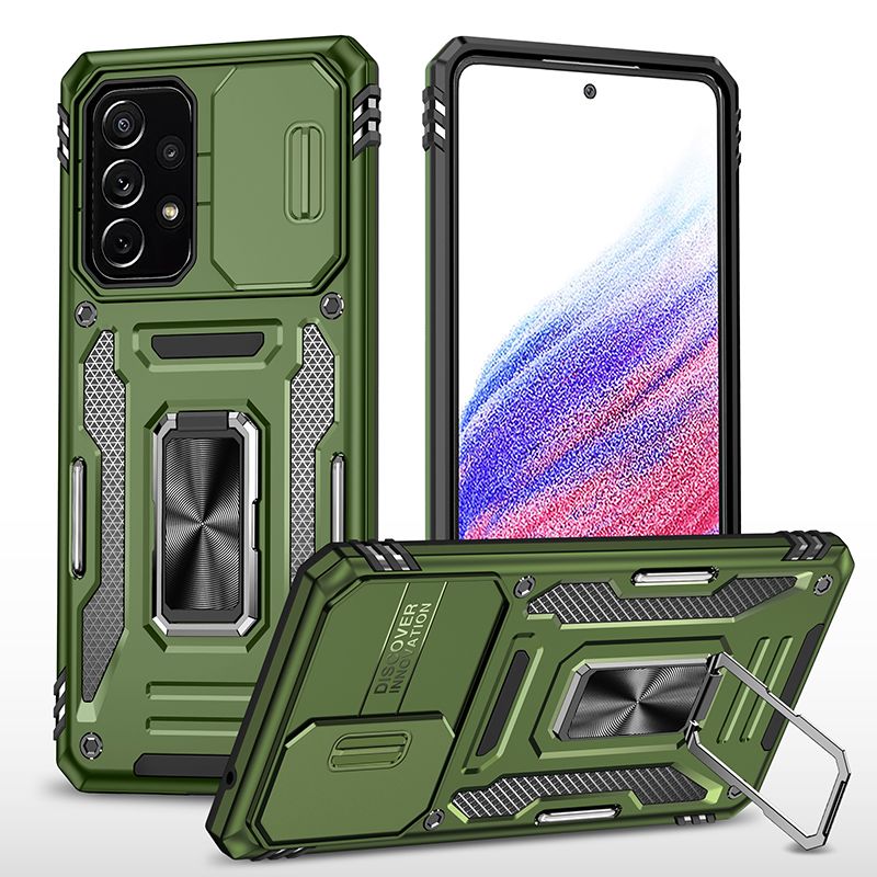 

Чехол Safe Case с кольцом и защитой камеры для Samsung Galaxy A73 (темно-зелёный), Зеленый