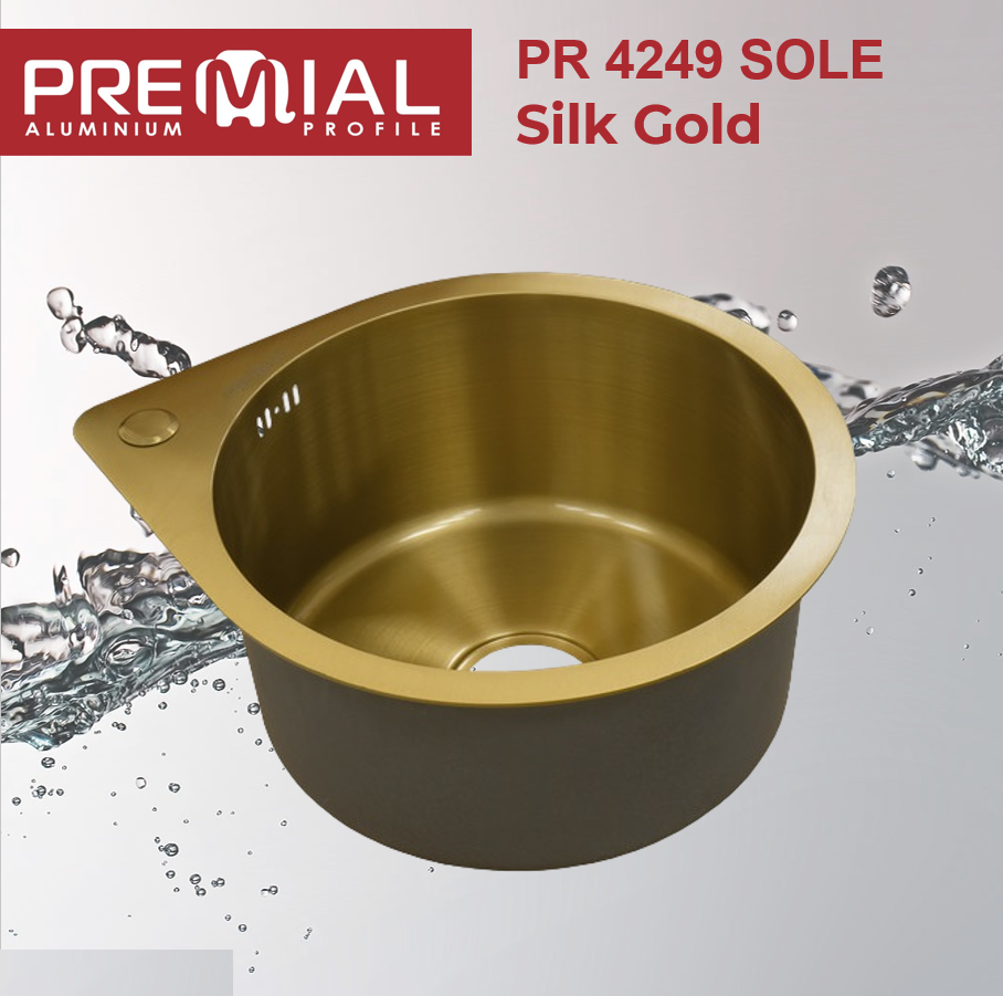 Кухонная мойка Premial PR 4249 Sole (420*496) 3мм Silk Gold