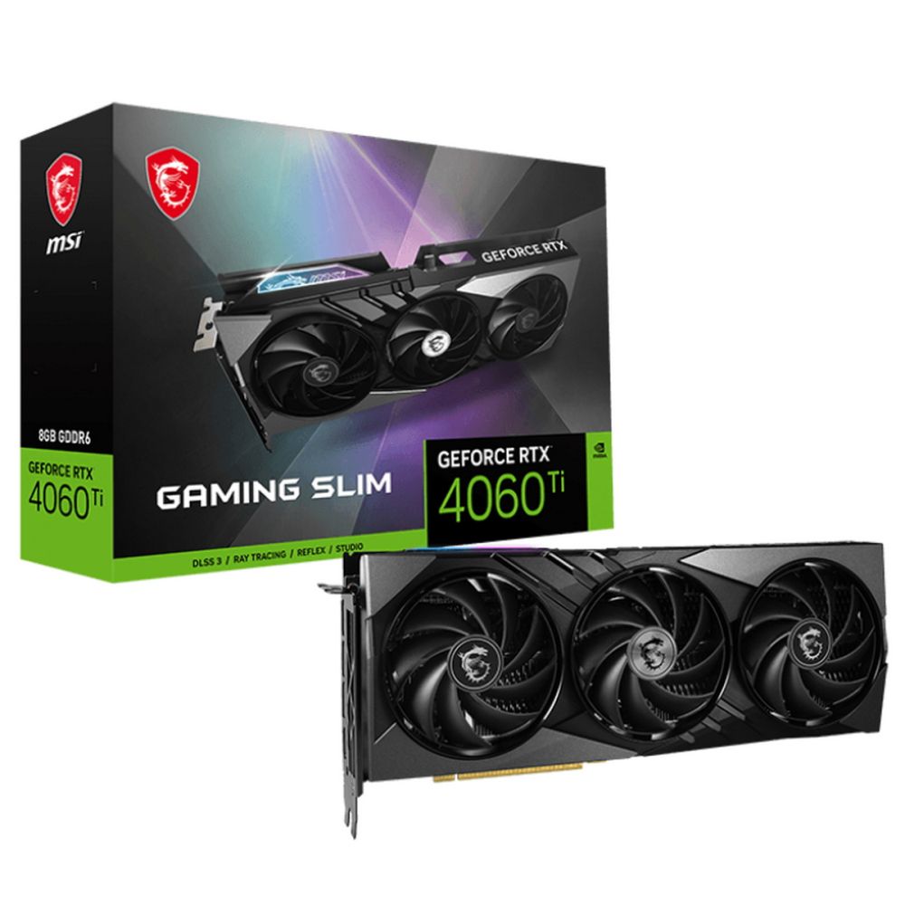 

Видеокарта MSI Nvidia Geforce RTX4060Ti GAMING SLIM 8GB GDDR6, GeForce RTX 4060 Ti GAMING SLIM