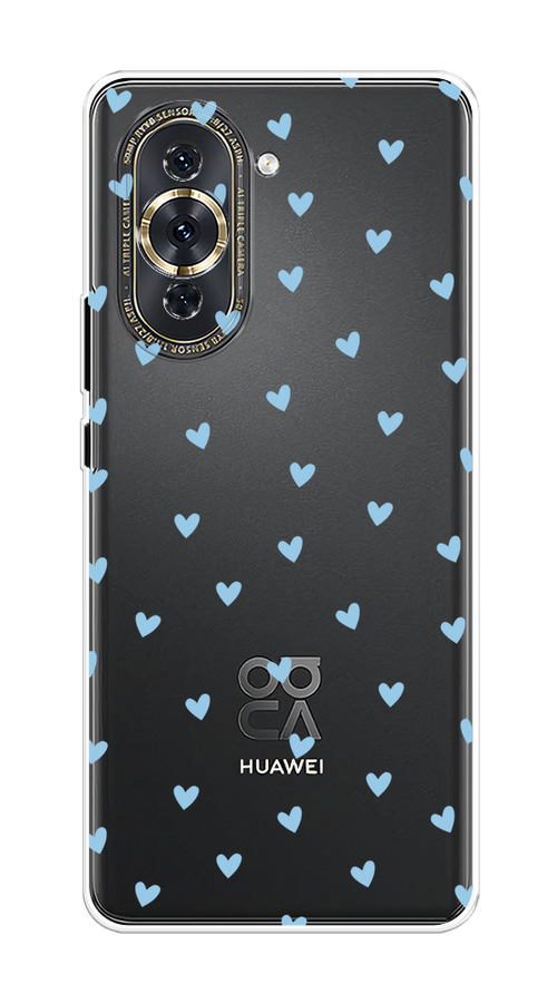 

Чехол на Huawei Nova 10 Pro "Голубые сердечки паттерн", Голубой;прозрачный, 6109050-1