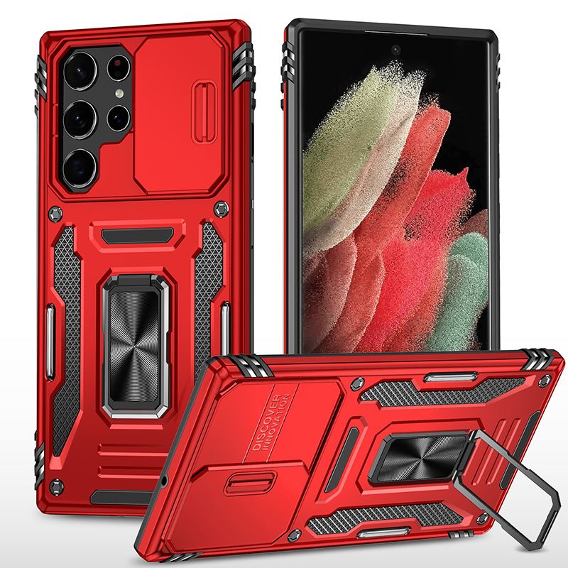 

Чехол Safe Case с кольцом и защитой камеры для Samsung Galaxy S22 Ultra (красный)
