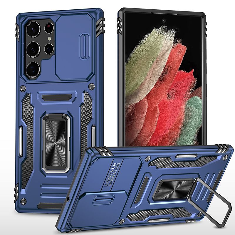 

Чехол Safe Case с кольцом и защитой камеры для Samsung Galaxy S22 Ultra (синий)