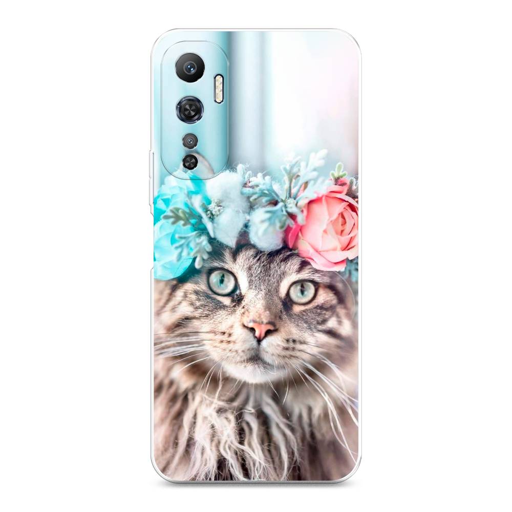 

Чехол Awog на Infinix Hot 20 4G "Кот в венке", Серый;голубой;розовый, 3103150-2