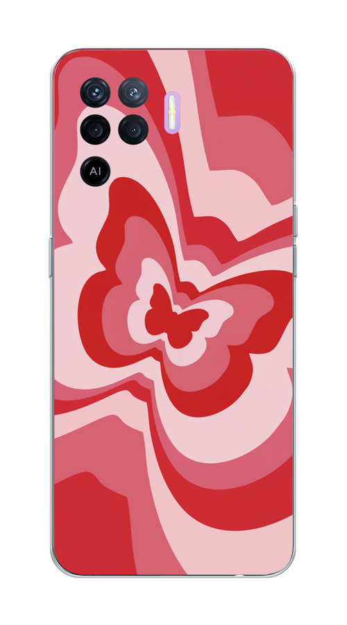 

Чехол на Oppo Reno 5 Lite "Бабочка в стиле хиппи", Красный;розовый, 255150-1