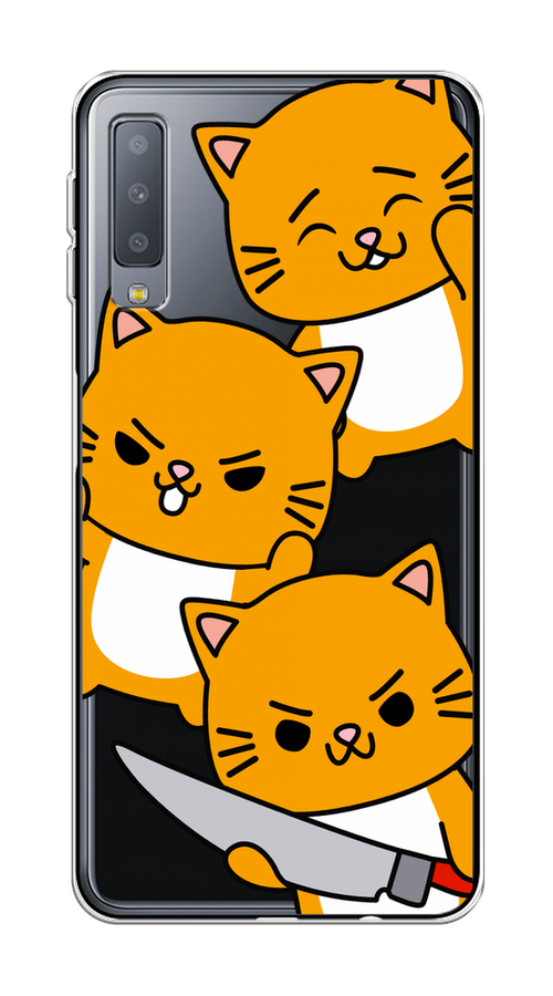 

Чехол на Samsung Galaxy A7 2018 "Опасные котики", Оранжевый;серый;белый, 26750-1