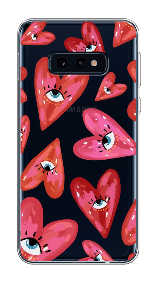 

Чехол на Samsung Galaxy S10E "Сердечки с глазами", Коричневый;красный;розовый, 27250-1