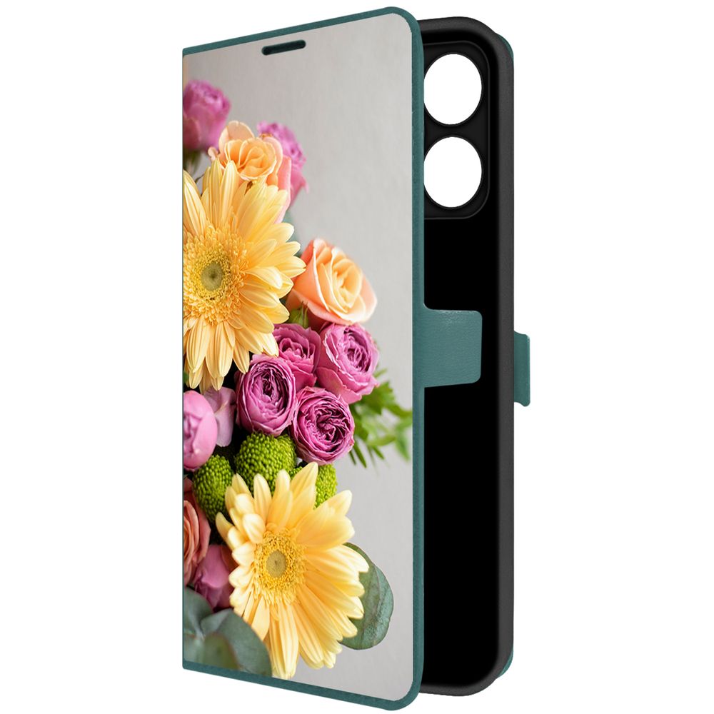 

Чехол-книжка Krutoff Eco Book для Realme Note 50 Букет (зелный опал), Зеленый