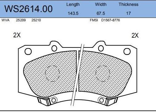 

Тормозные колодки JEENICE дисковые передние WS261400