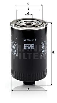 

Фильтр масляный двигателя MANN-FILTER W940/13, фильтр масляный двигателя W940/13