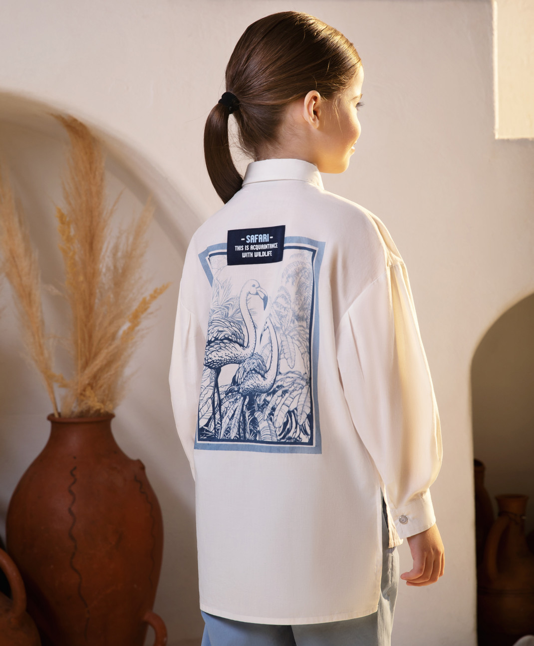 Рубашка детская Gulliver 12301GMC2201, цвет белый, размер 128, для девочек  - купить