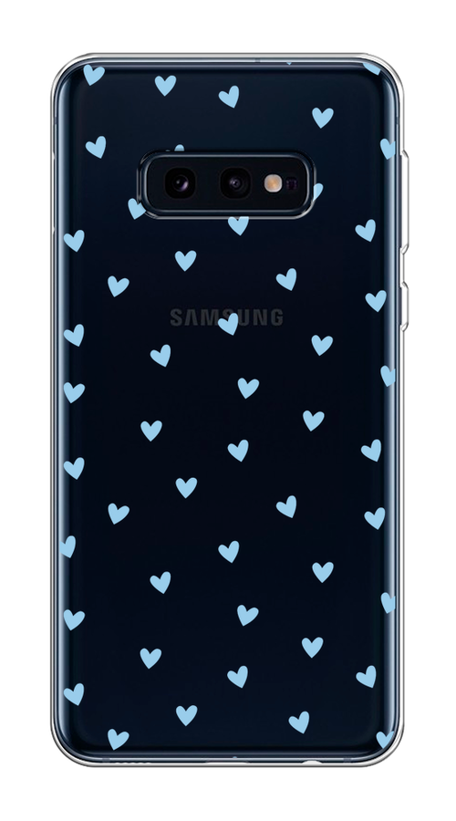 

Чехол на Samsung Galaxy S10E "Голубые сердечки паттерн", Голубой;прозрачный, 27250-1