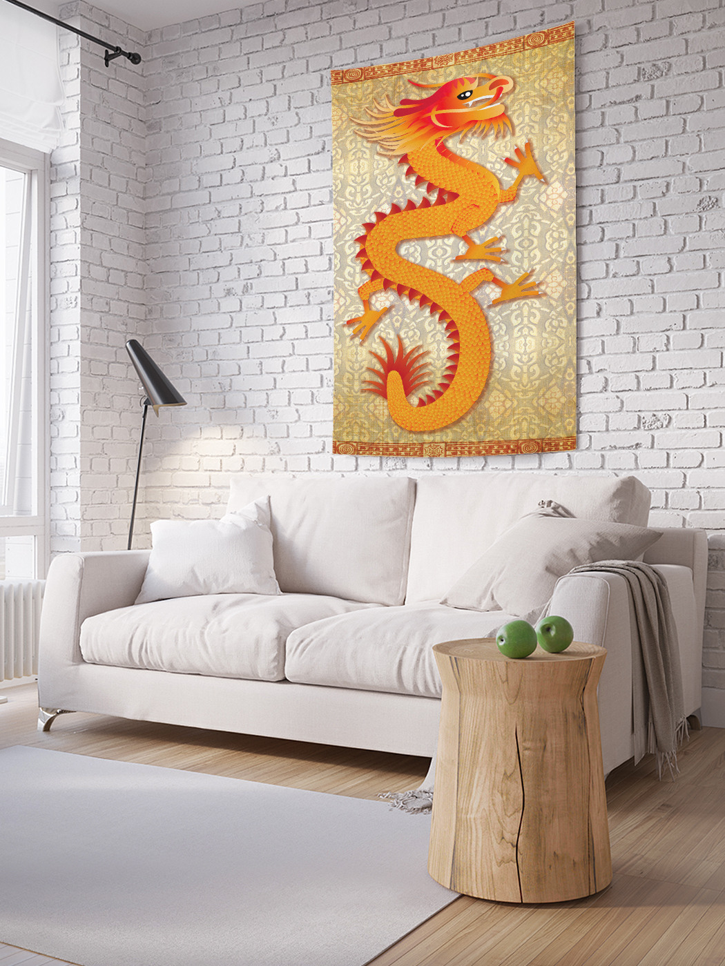 Вертикальное фотопанно на стену JoyArty Китайский дракон 100x150 см