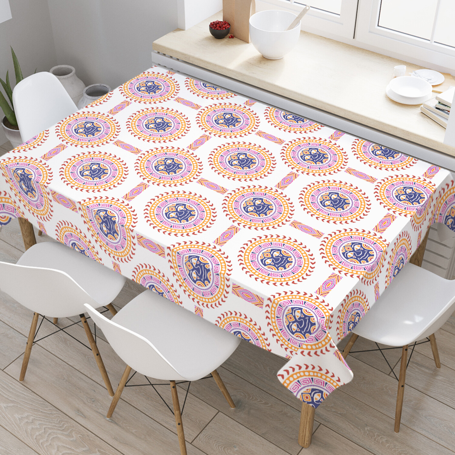 

Скатерть прямоугольная JoyArty Этническое солнце из сатена 120x145 см, Розовый, Этническое солнце