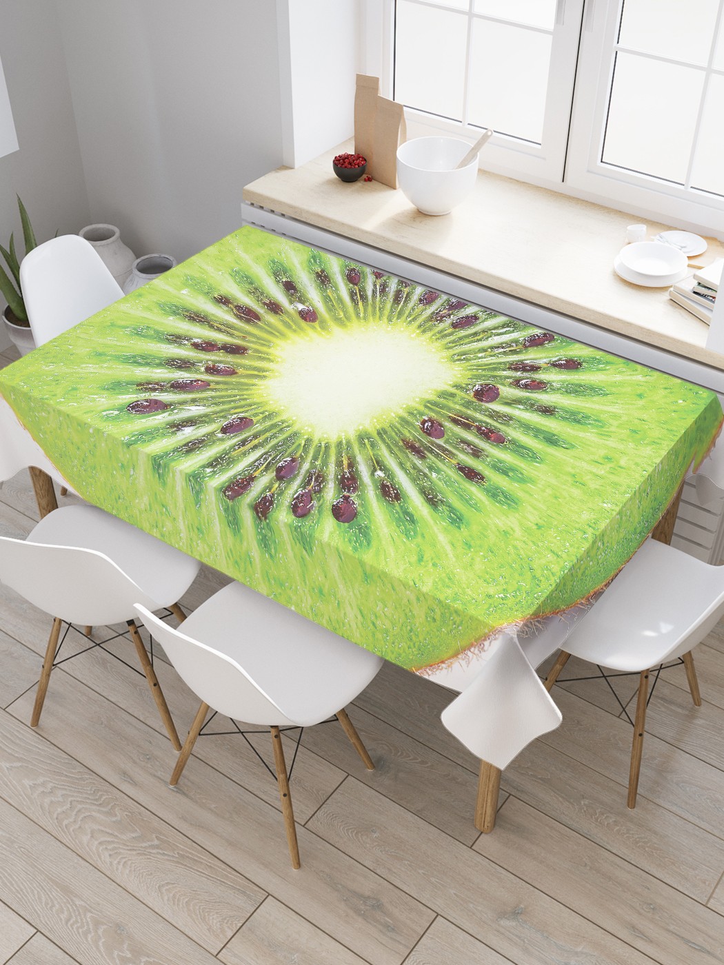 

Скатерть прямоугольная JoyArty JoyArty "Половина киви" из сатена 120x145 см, Бежевый, Половина киви