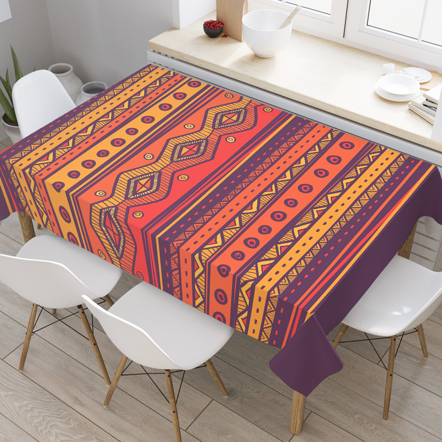 

Скатерть прямоугольная JoyArty Африканские полосы из сатена 120x145 см, Оранжевый, Африканские полосы