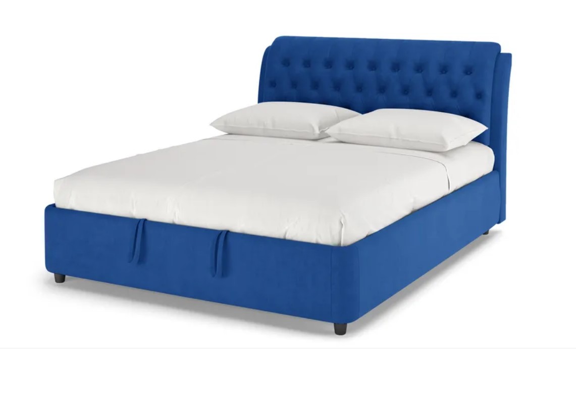 

Кровать двуспальная Ellen 3 с ПМ, 180х200, Велюр Vip 10 Синий, Ellen 3