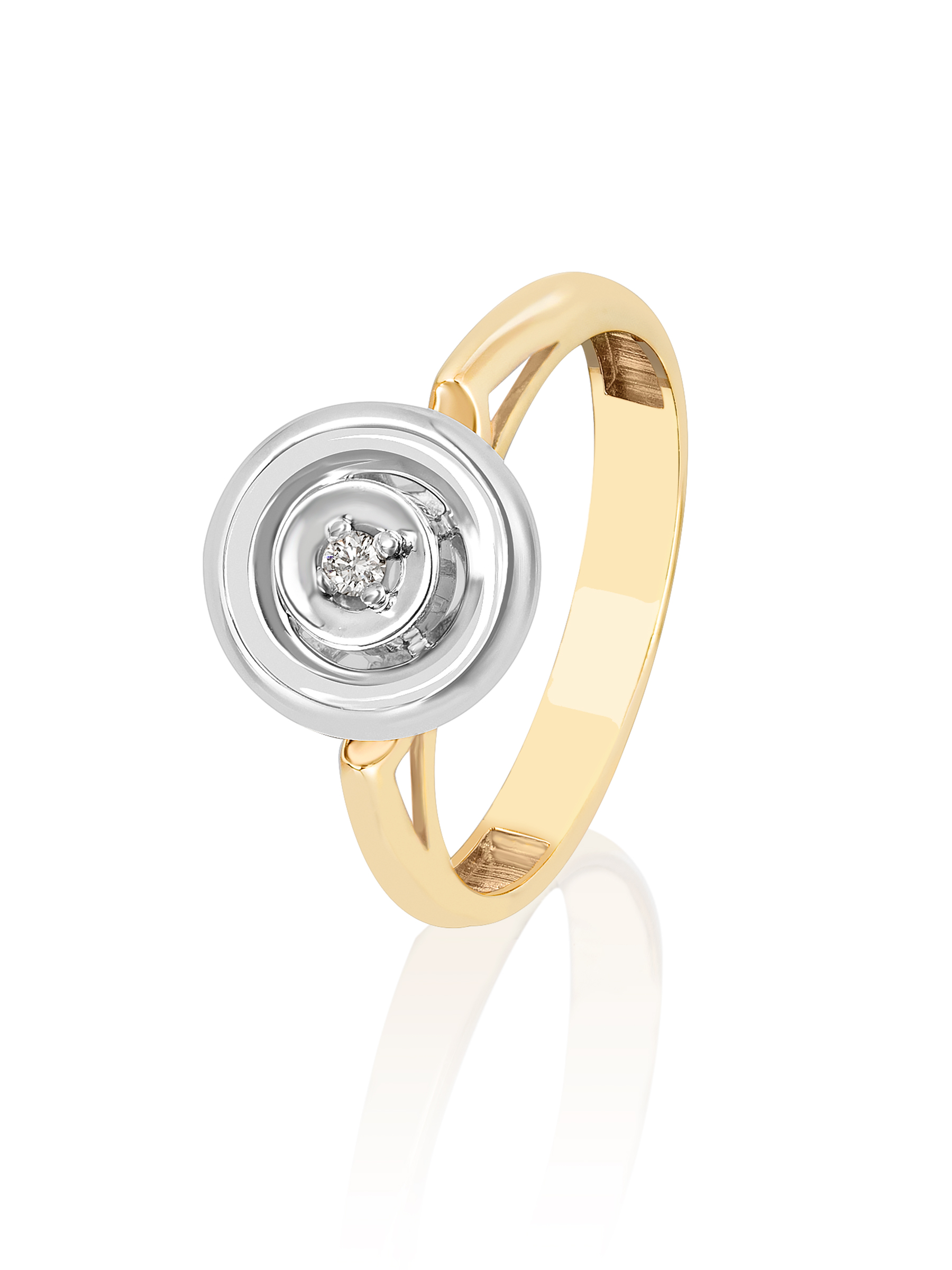 Кольцо обручальное из желтого золота р.18 Gatamova 09к13317, бриллиант