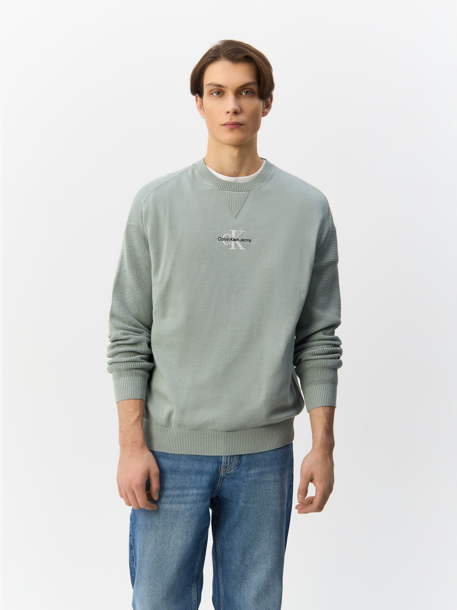 

Джемпер мужской Calvin Klein Jeans Knit Monogram Jumper J30J325671 серый XL, Knit Monogram Jumper