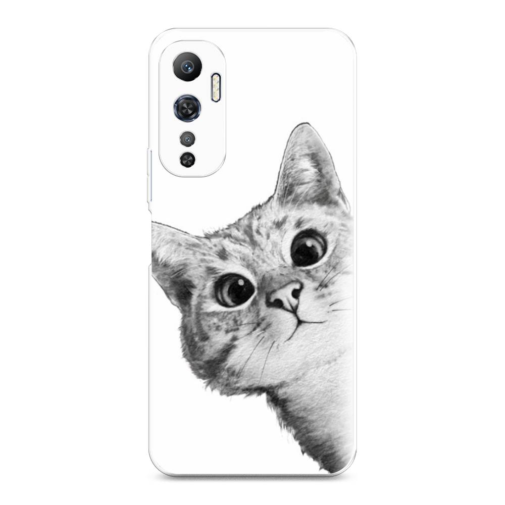 фото Чехол awog для infinix hot 20 4g "кот рисунок черно-белый"