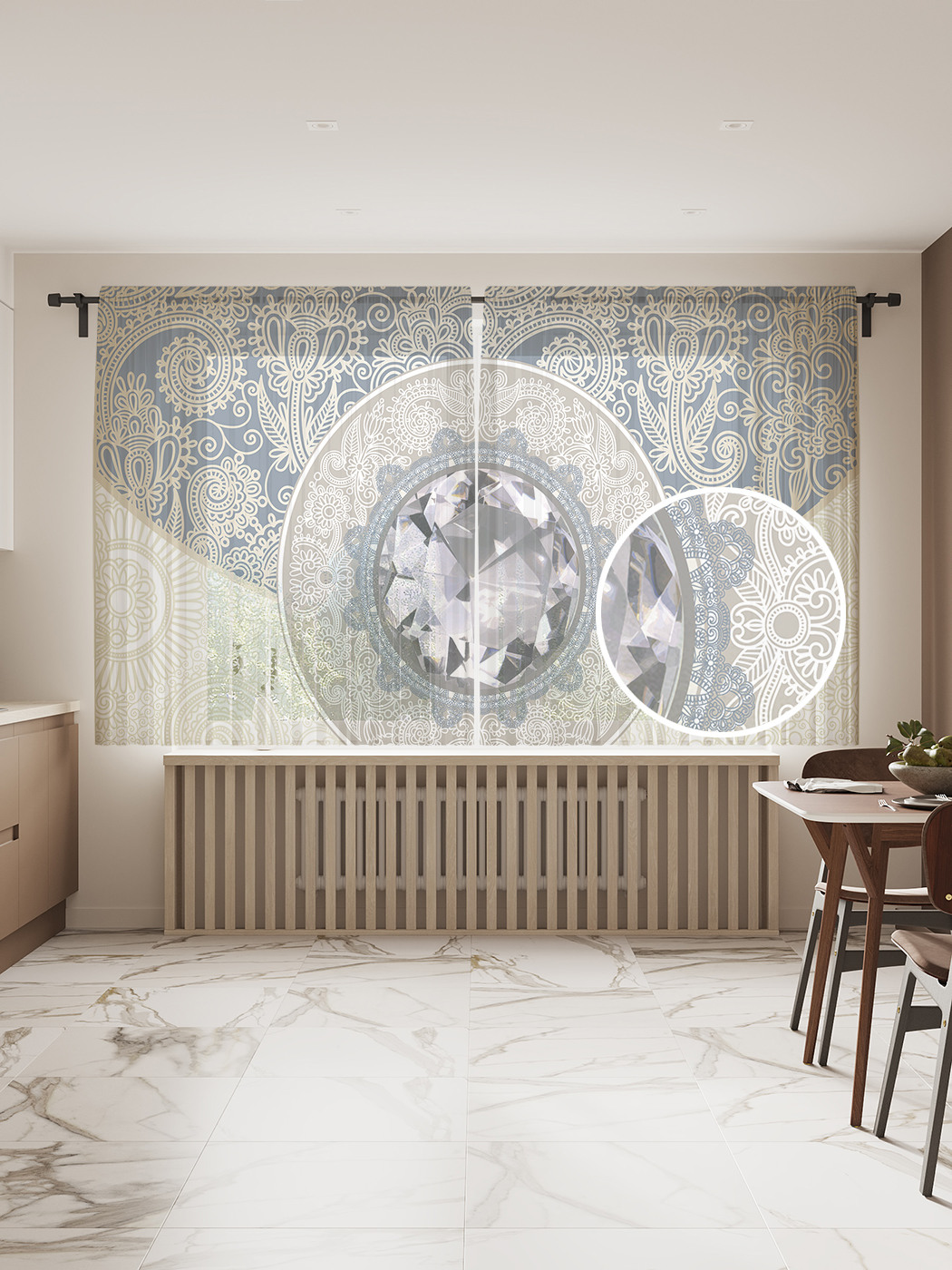 

Фототюль JoyArty "Дорогостоящий узор" 145x180см (2 полотна со шторной лентой + 50 крючков), Дорогостоящий узор