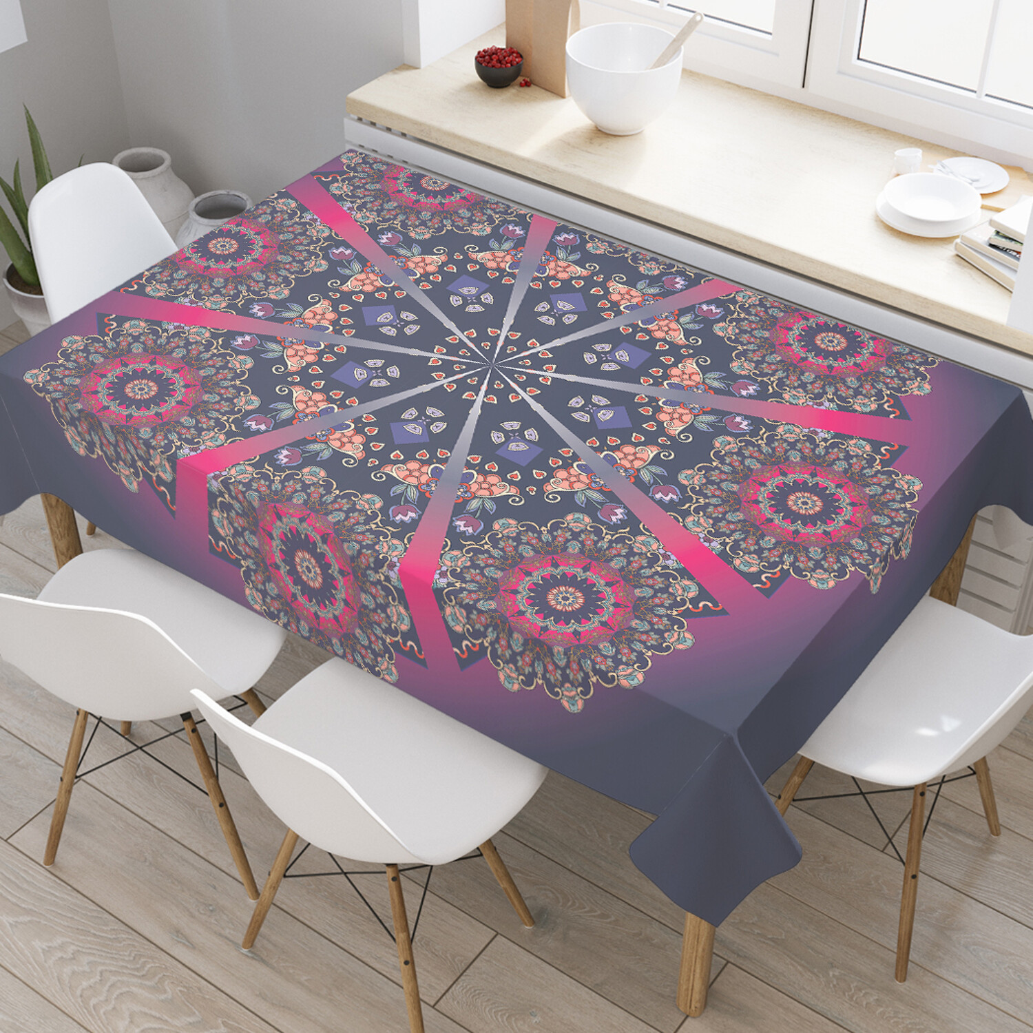 

Скатерть прямоугольная JoyArty Ориентальная мандала из сатена 120x145 см, Фиолетовый, Ориентальная мандала