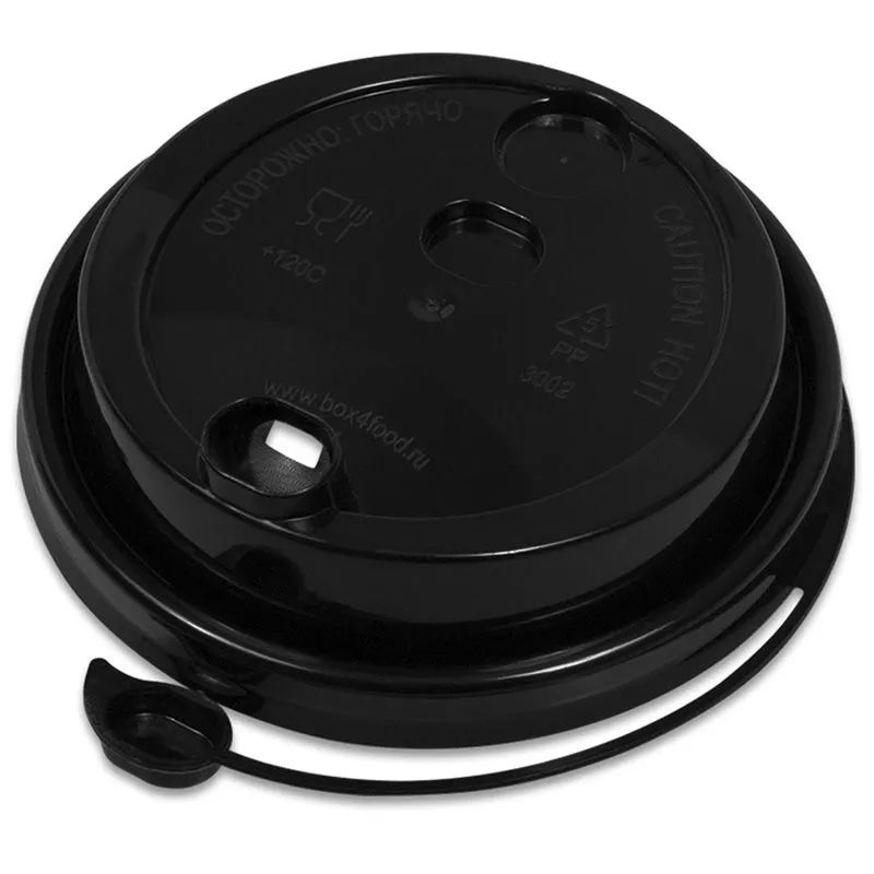 

Крышки 90 мм с двумя клапанами, Черные для бумажных стаканов 350-450 мл. 50 шт, Флип-Топ, Черный, крышка 90мм Флип-топ