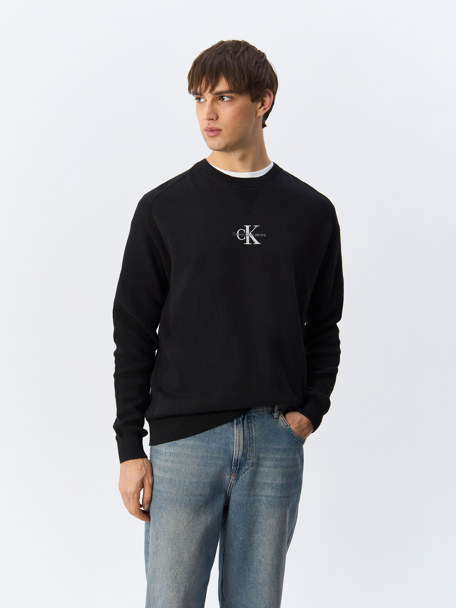 

Джемпер мужской Calvin Klein Jeans Knit Monogram Jumper J30J325671 черный M, Knit Monogram Jumper