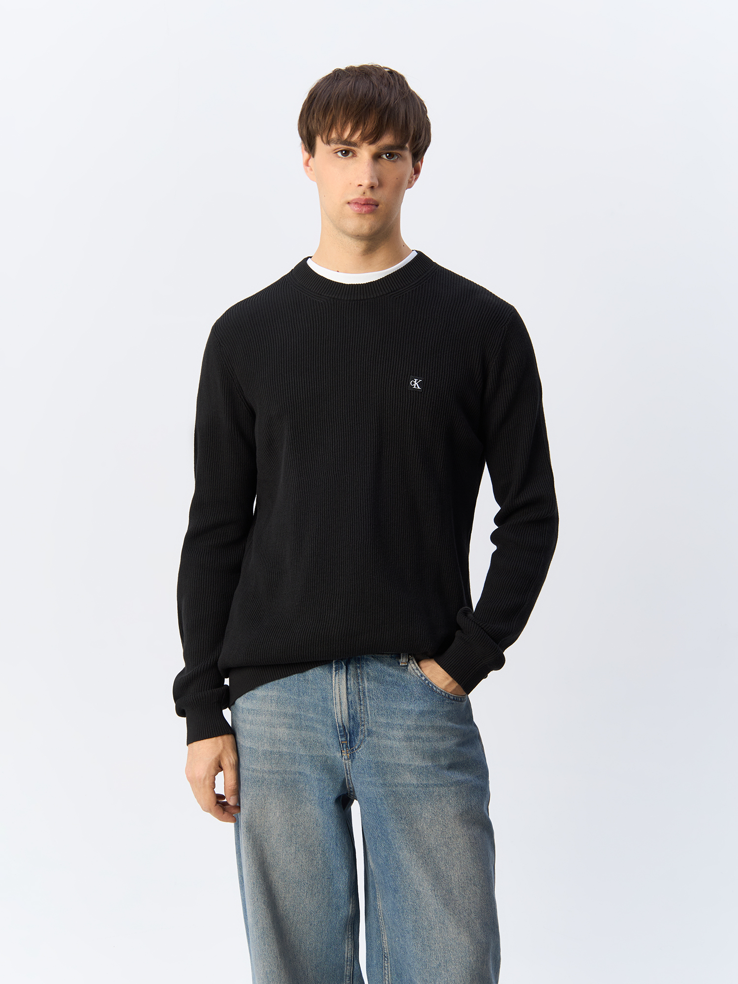 

Джемпер мужской Calvin Klein Jeans Ribbed Cotton J30J324598 черный S, Ribbed Cotton