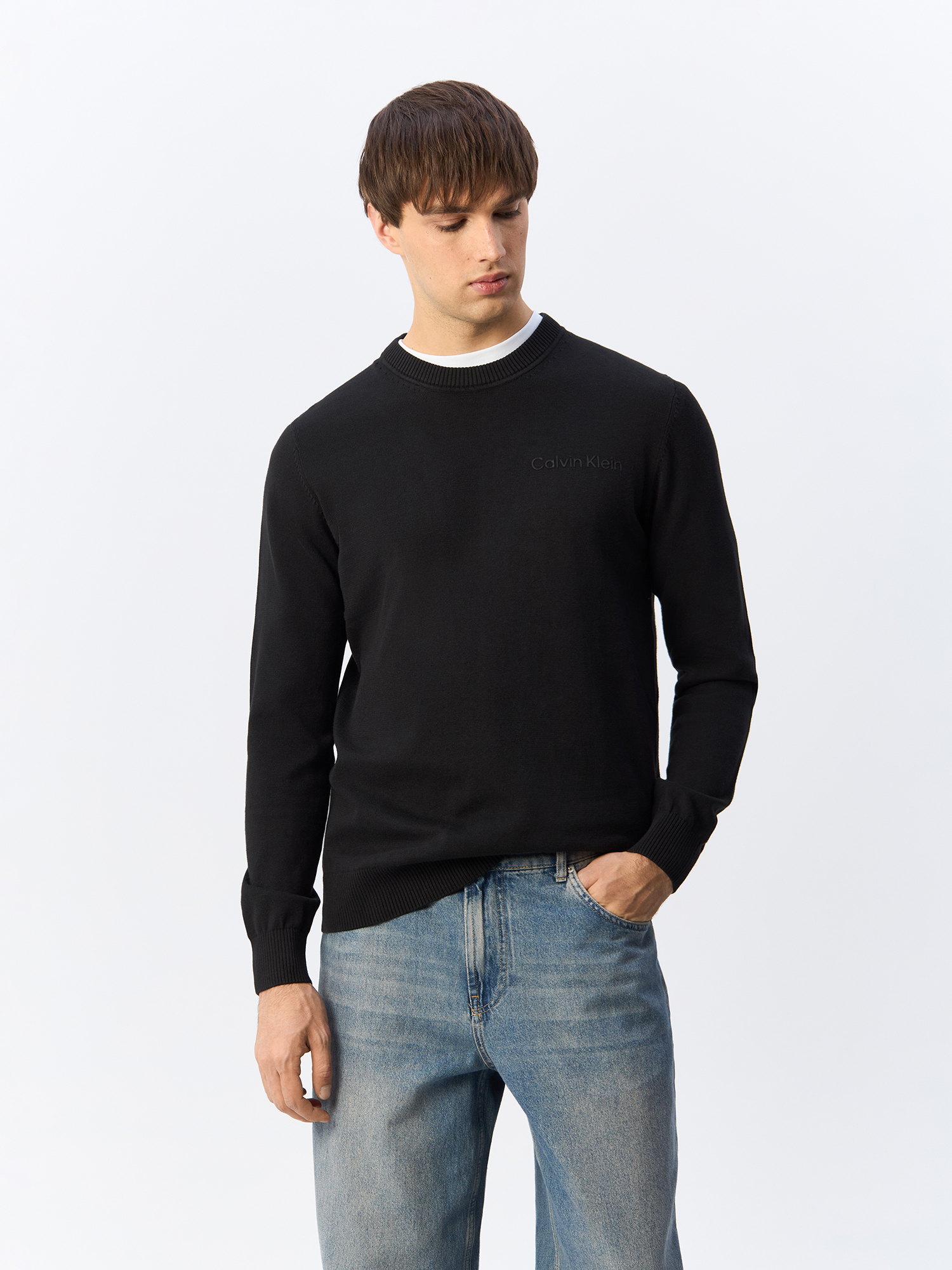 

Джемпер мужской Calvin Klein Jeans Institutional Sweater J30J325670 черный XL, Institutional Sweater