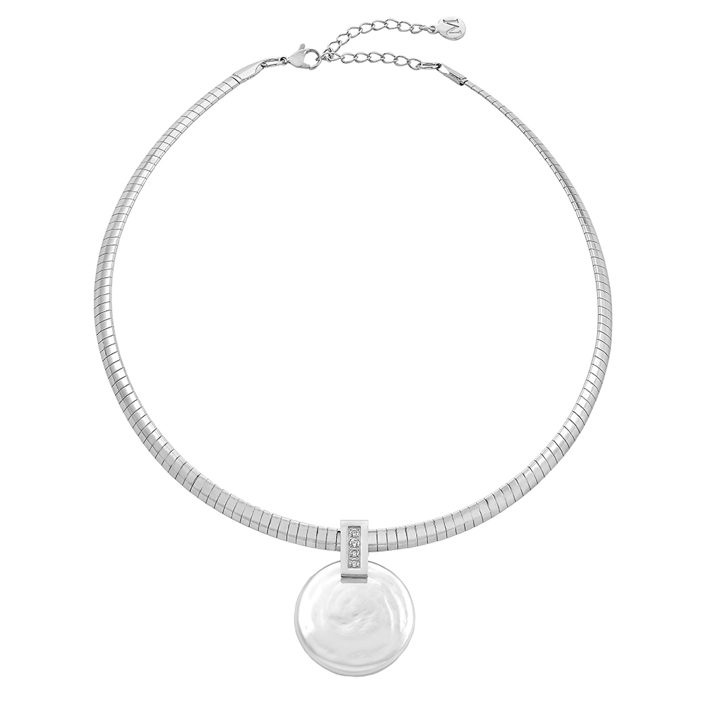 Колье из стали 45 см Majorica 15999.01.0.000.010.1, жемчуг/фианит