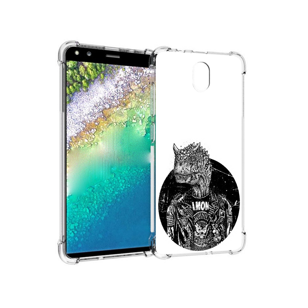 

Чехол MyPads Tocco для Nokia C01 Plus динозавр в куртке (PT161800.114.328), Прозрачный, Tocco