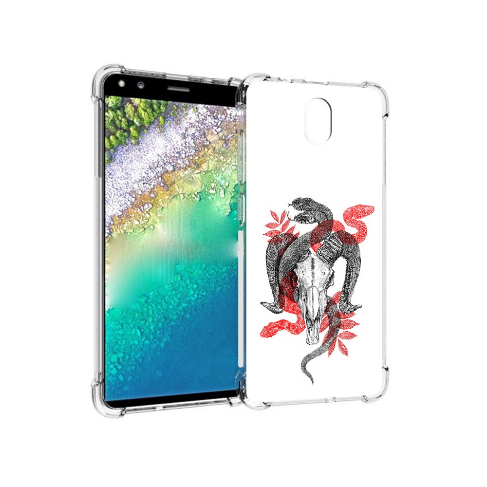 

Чехол MyPads Tocco для Nokia C01 Plus змея в черепе рисунок (PT161800.114.365), Прозрачный, Tocco