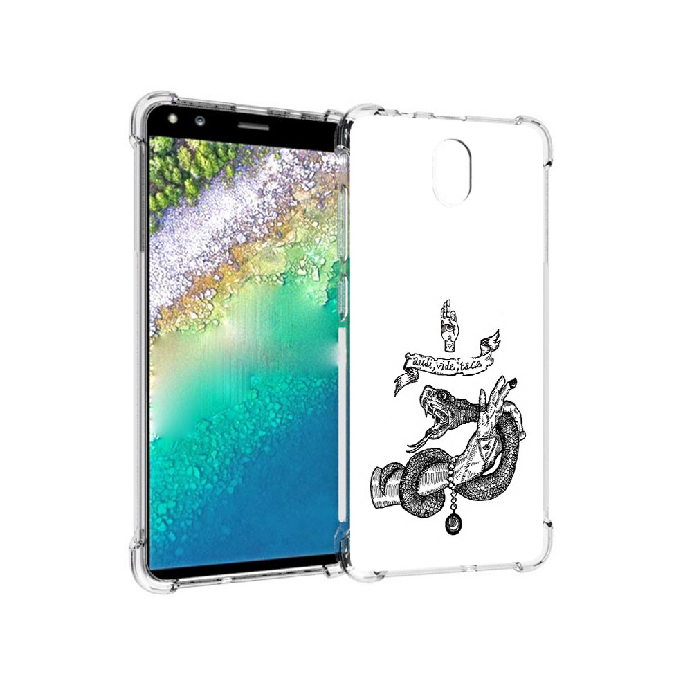 

Чехол MyPads Tocco для Nokia C01 Plus змея на руке рисунок (PT161800.114.366), Прозрачный, Tocco
