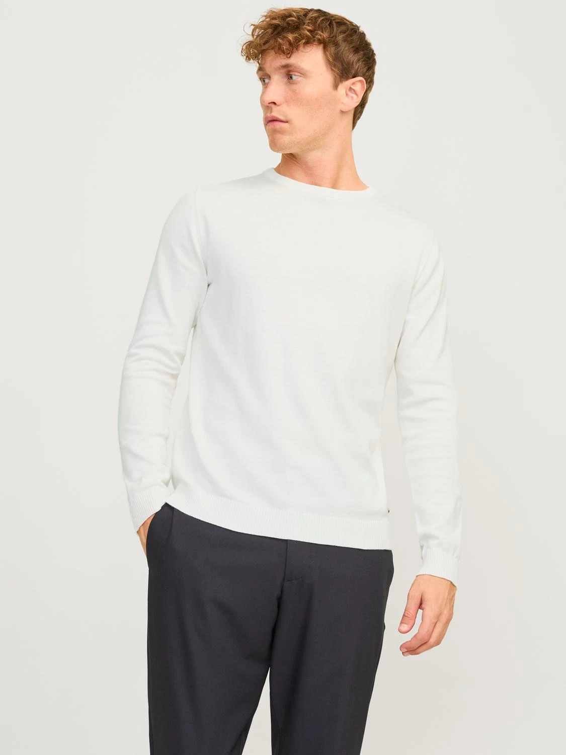 

Джемпер мужской Jack & Jones Plain Knitted 12137190 белый L, Plain Knitted