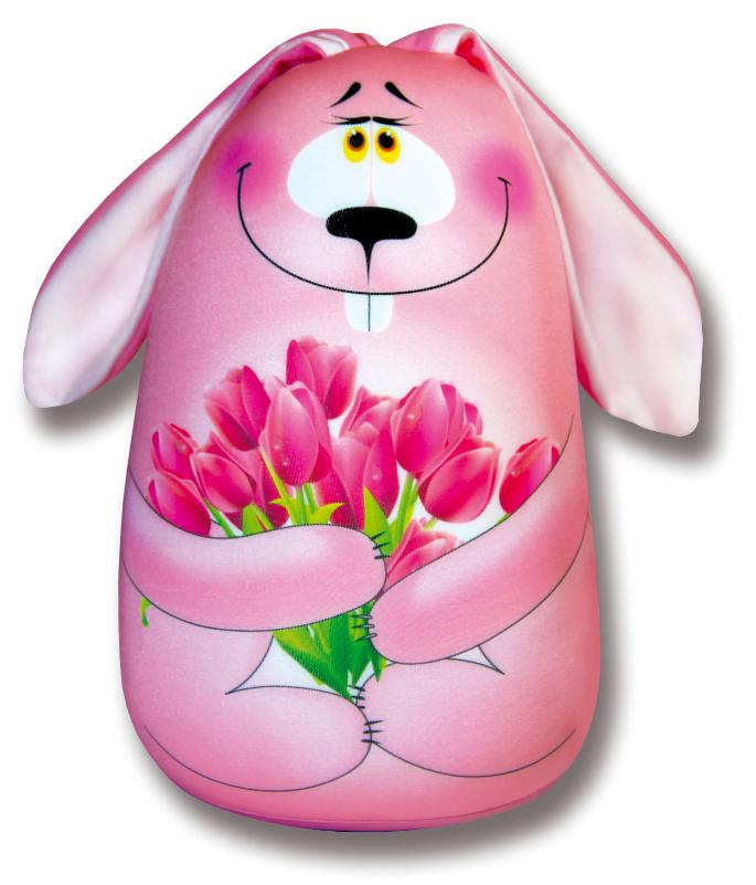 фото Мягкая игрушка - подушка антистресс штучки, к которым тянутся ручки заяц элвин, розовый