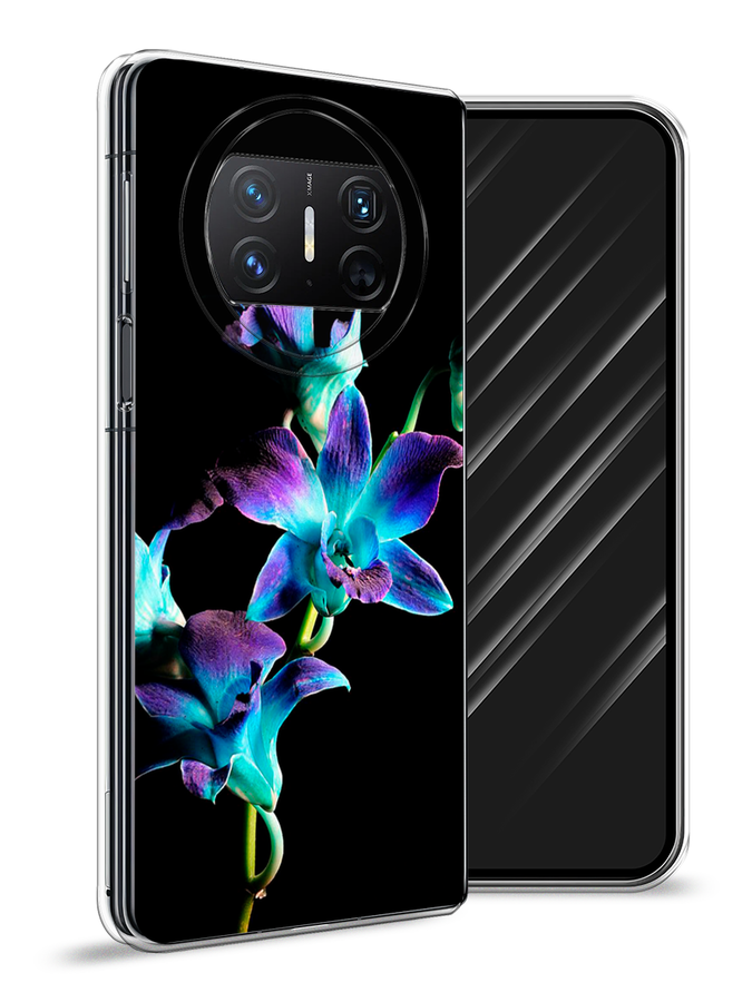 

Чехол Awog на Huawei Mate X3 "Синий цветок на черном", Черный;голубой;синий, 6122450-1