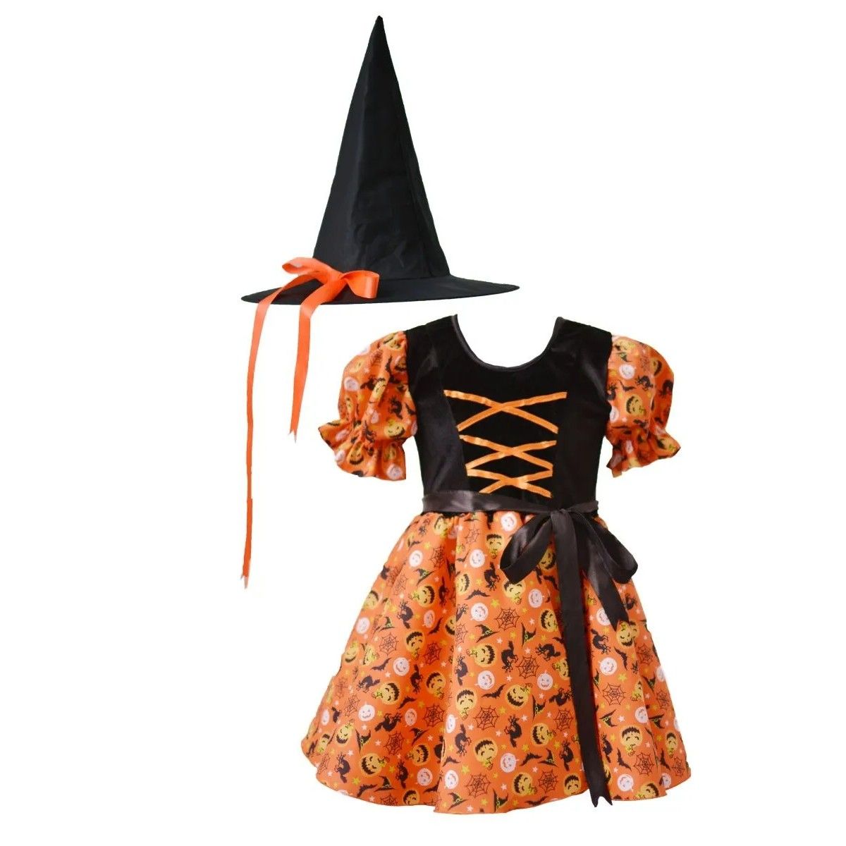 Карнавальный костюм ведьмы для девочки Larisol оранжевый р 104 3699₽