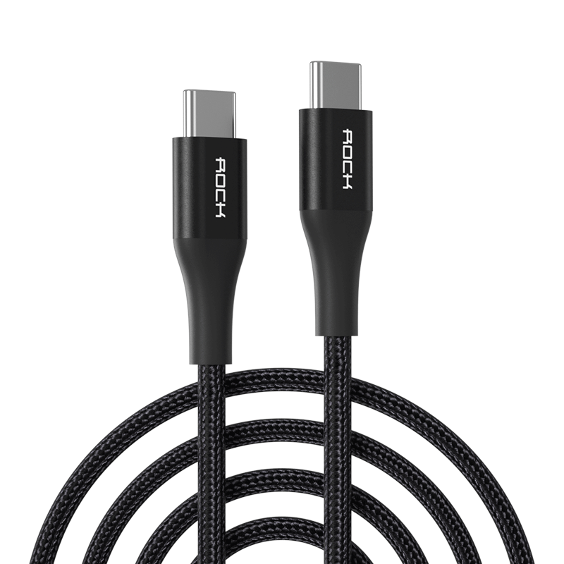 фото Кабель rock rcb0801 r13 metal braided pd fast charge&sync cable(100w) black