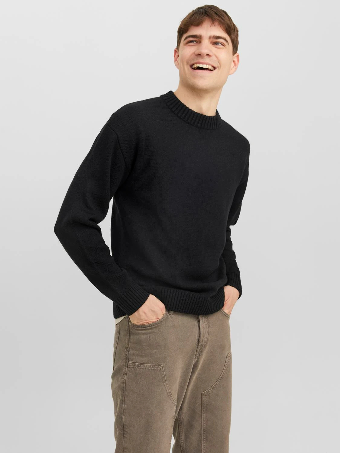 

Свитер мужской Jack & Jones 12236774 черный M, Plain Crew Neck