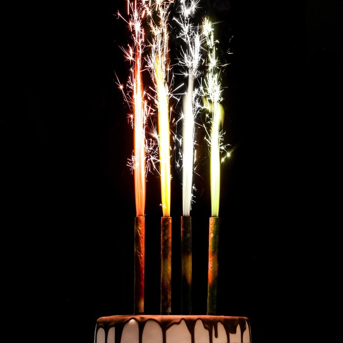 Набор тортовых свечей фонтанов Неон, 17,5 см, 4 шт, цветное пламя
