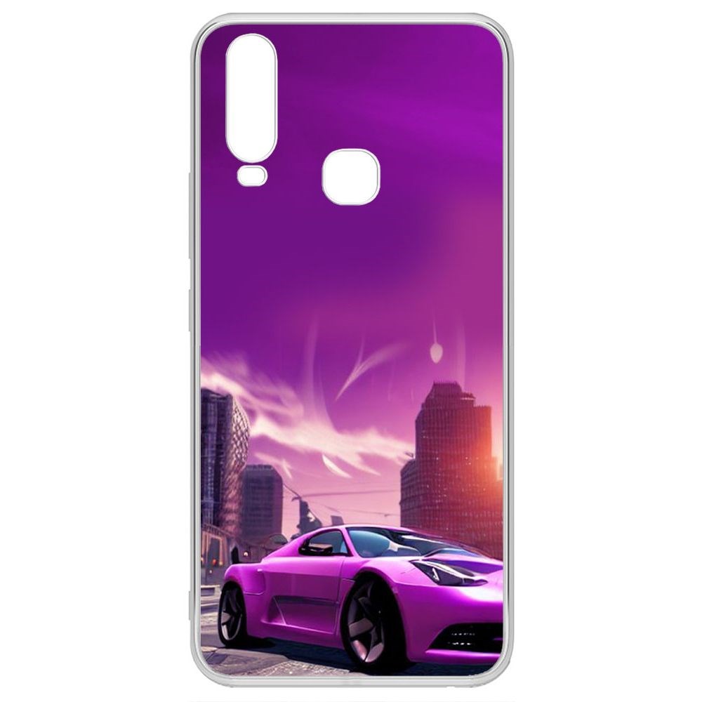 Чехол-накладка Krutoff Clear Case Розовое авто для Vivo Y11