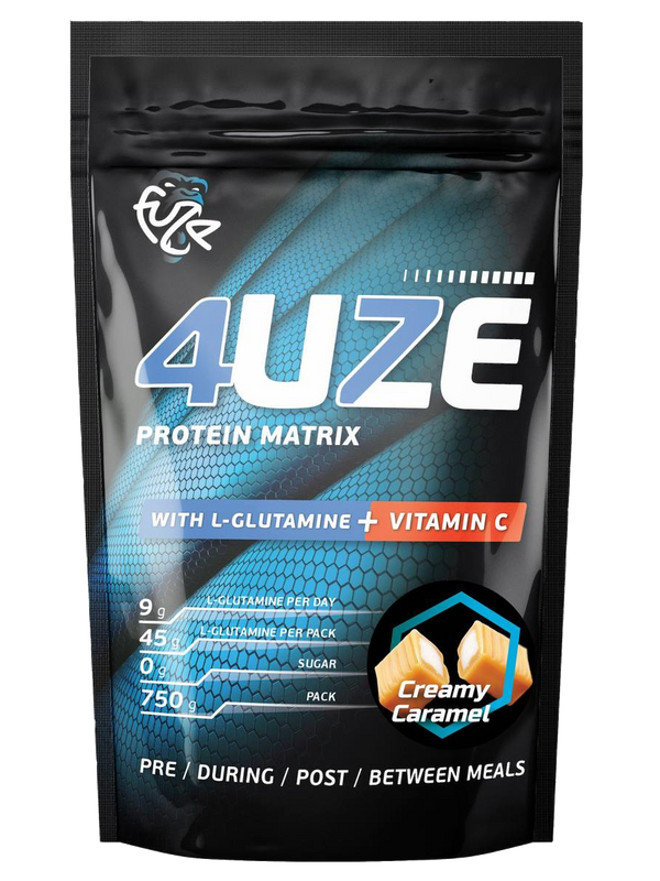 Протеин 4uze Protein + Glutamine, 750 г, сливочная карамель