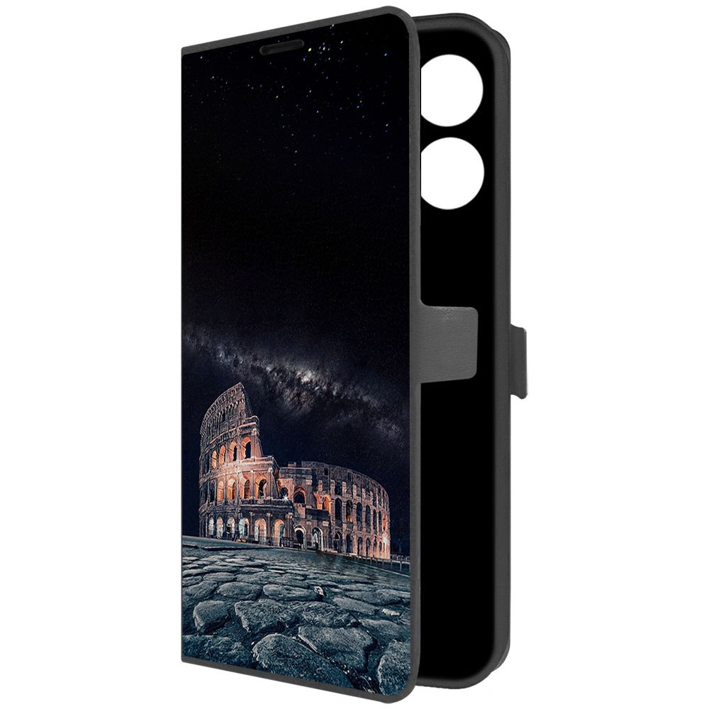 

Чехол-книжка Krutoff Eco Book для Realme C33 Италия, Колизей (черный)