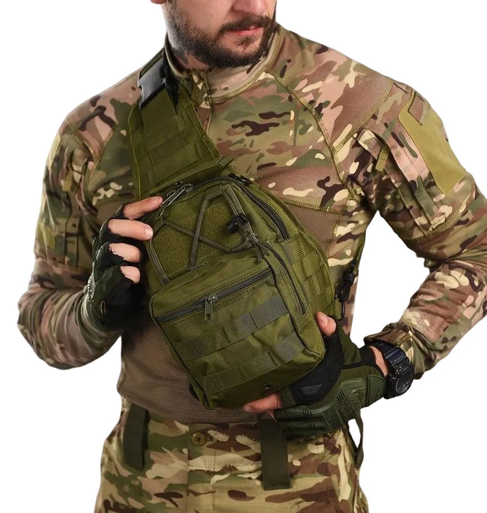 

Нагрудная тактическая сумка рюкзак с одной лямкой Шторм олива, Зеленый, Sergeant Bag