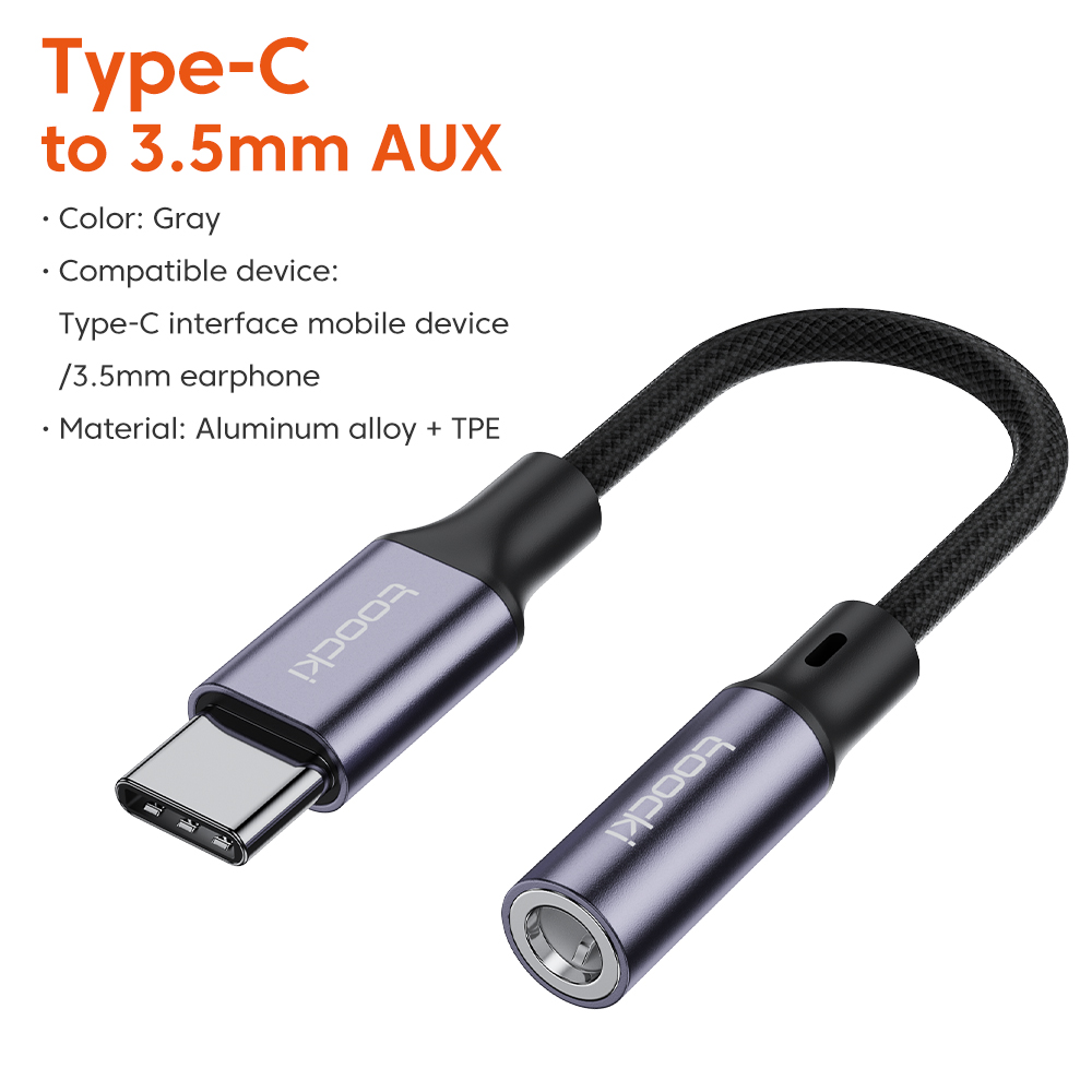 

Кабель-переходник (адаптер) / Кабель AUX для наушников c USB Type-C на Jack 3.5, Серый;черный, TYPZJ-Y60G