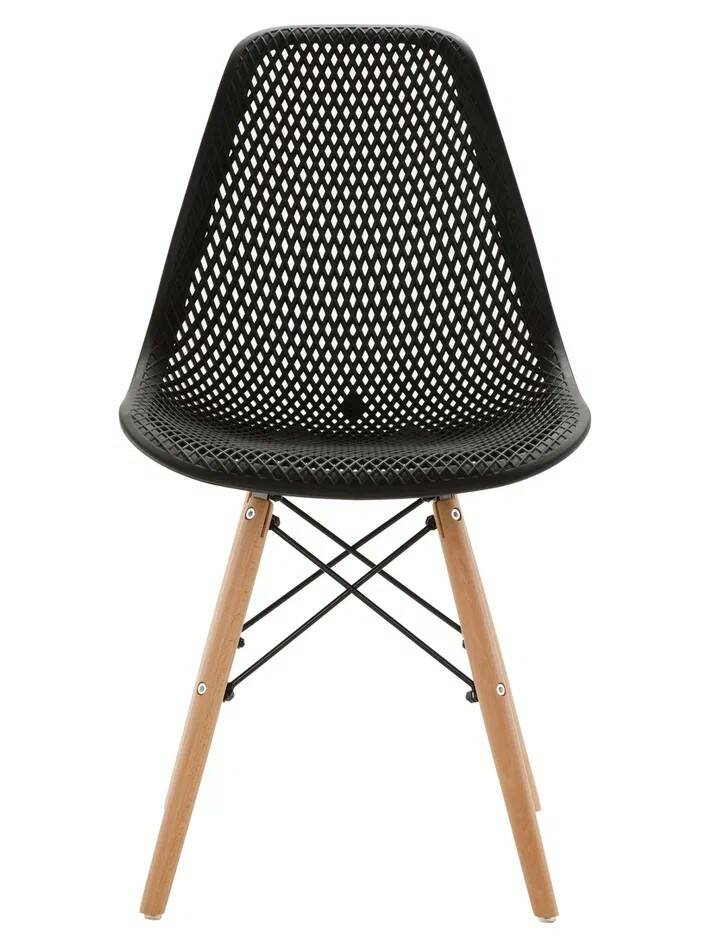 фото Стул ажурный leon для кухни со спинкой в стиле eames dsw, черный, 1 шт leon group