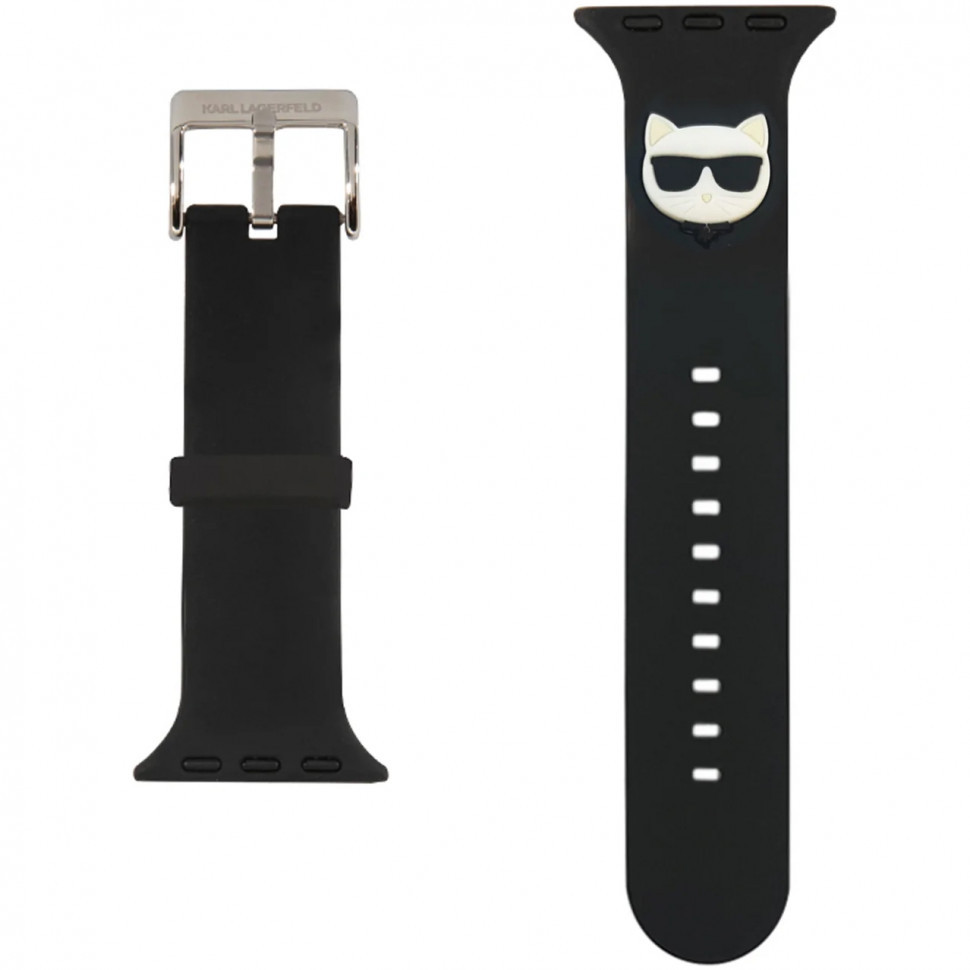 Ремешок Karl Lagerfeld Silicone Choupette head Apple Watch 45/44/42 мм Черный