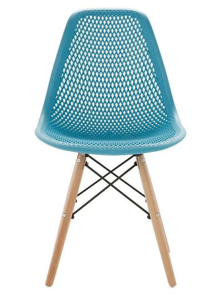 фото Стул ажурный leon для кухни со спинкой в стиле eames dsw, голубой, 1 шт leon group