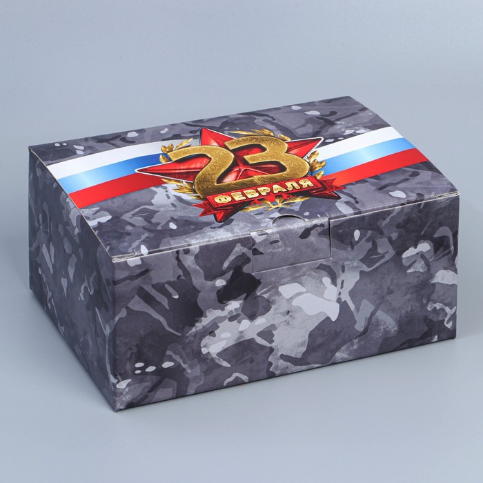 

Коробка сборная «23 февраля», 20 х 15 х 10 см, Разноцветный