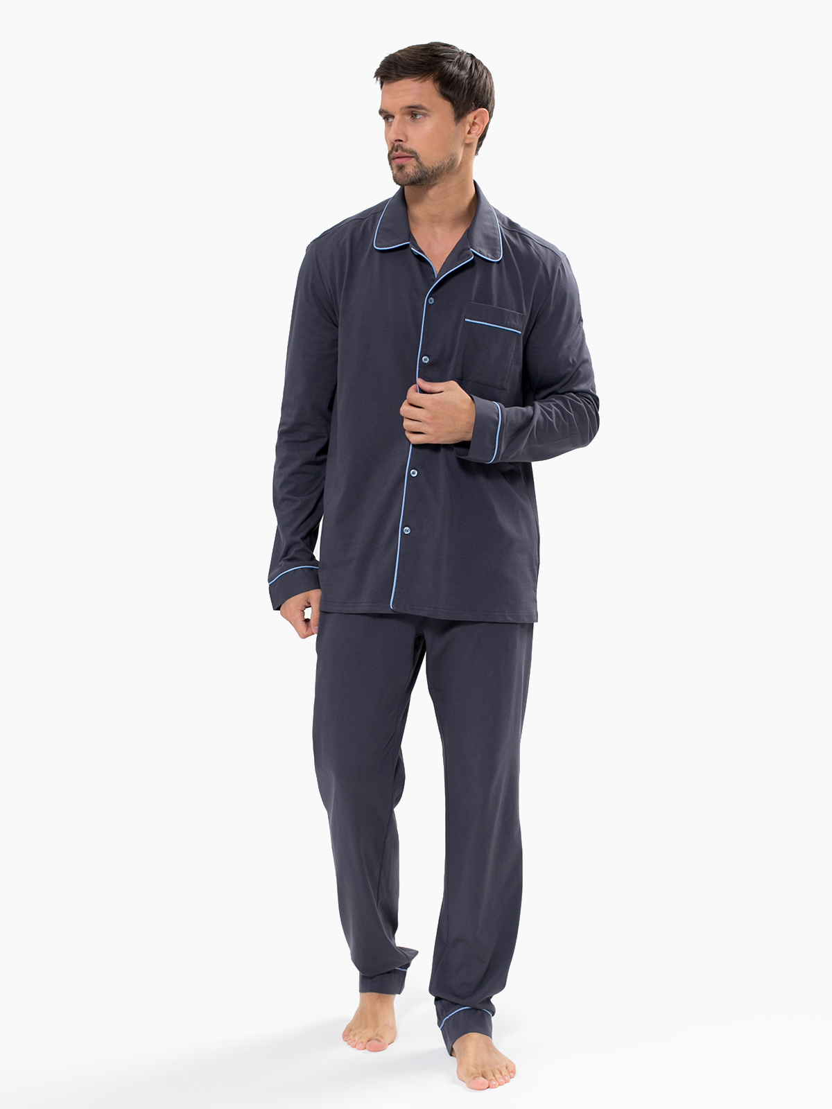 

Пижама мужская Ihomewear Классическая серая 50/170-176, Серый, Классическая